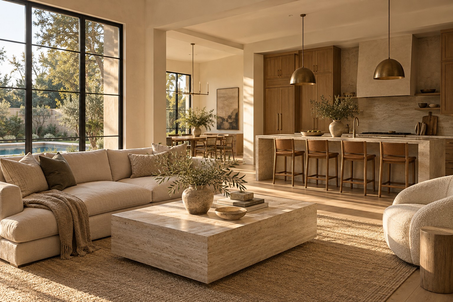 Visual concept of a warm contemporary home interior